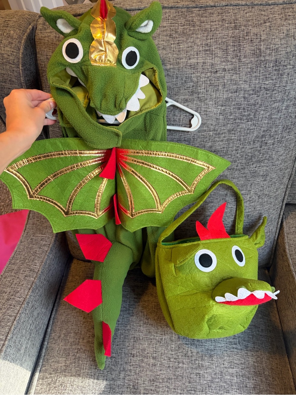 pottery barn kids dragon costume 12-24 mo w/ treat bag